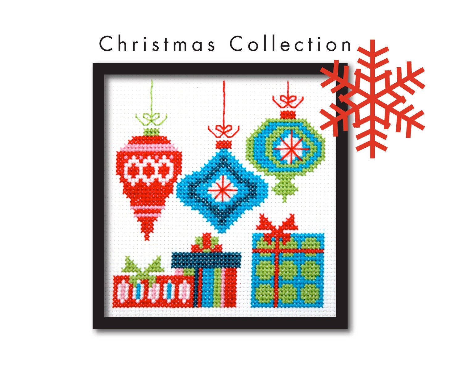 Mod Christmas Ornaments Cross Stitch Pattern by tinymodernist