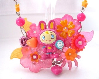 Kawaii bunny necklace choker Pink gothic lolita