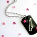 Black Gun Necklace, Ak 47 Dog Tag, Pink Stars, DogTag Jewelry