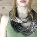 Ombre olive grey fabric scarf, multi strand accessory that is soft and stylish OOAK