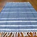 Handwoven Rag Rug - Navy, royal & sky blue, sage, lilac / Eco-friendly, upcycled / MirandasLoom