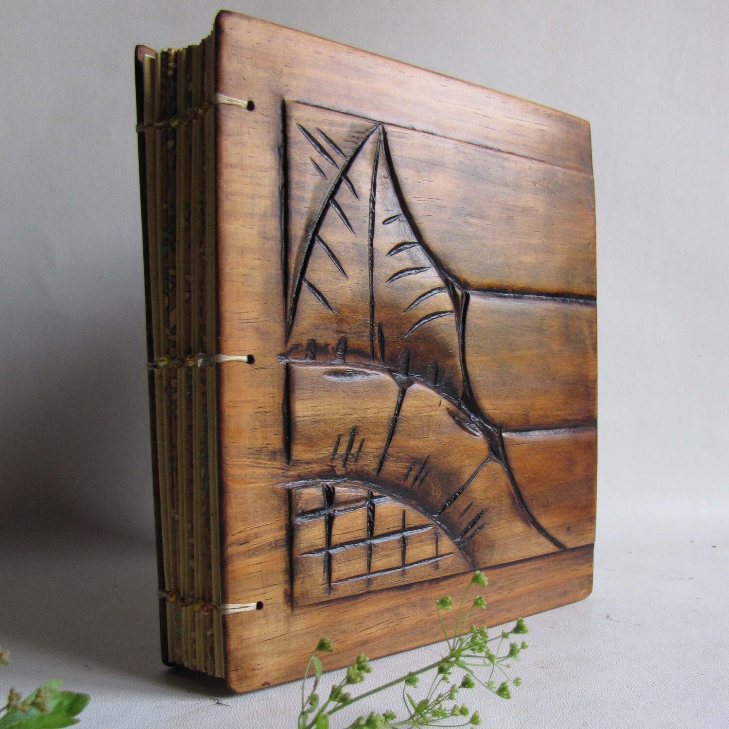 Guest book wooden ECO blank journal wooden covers from