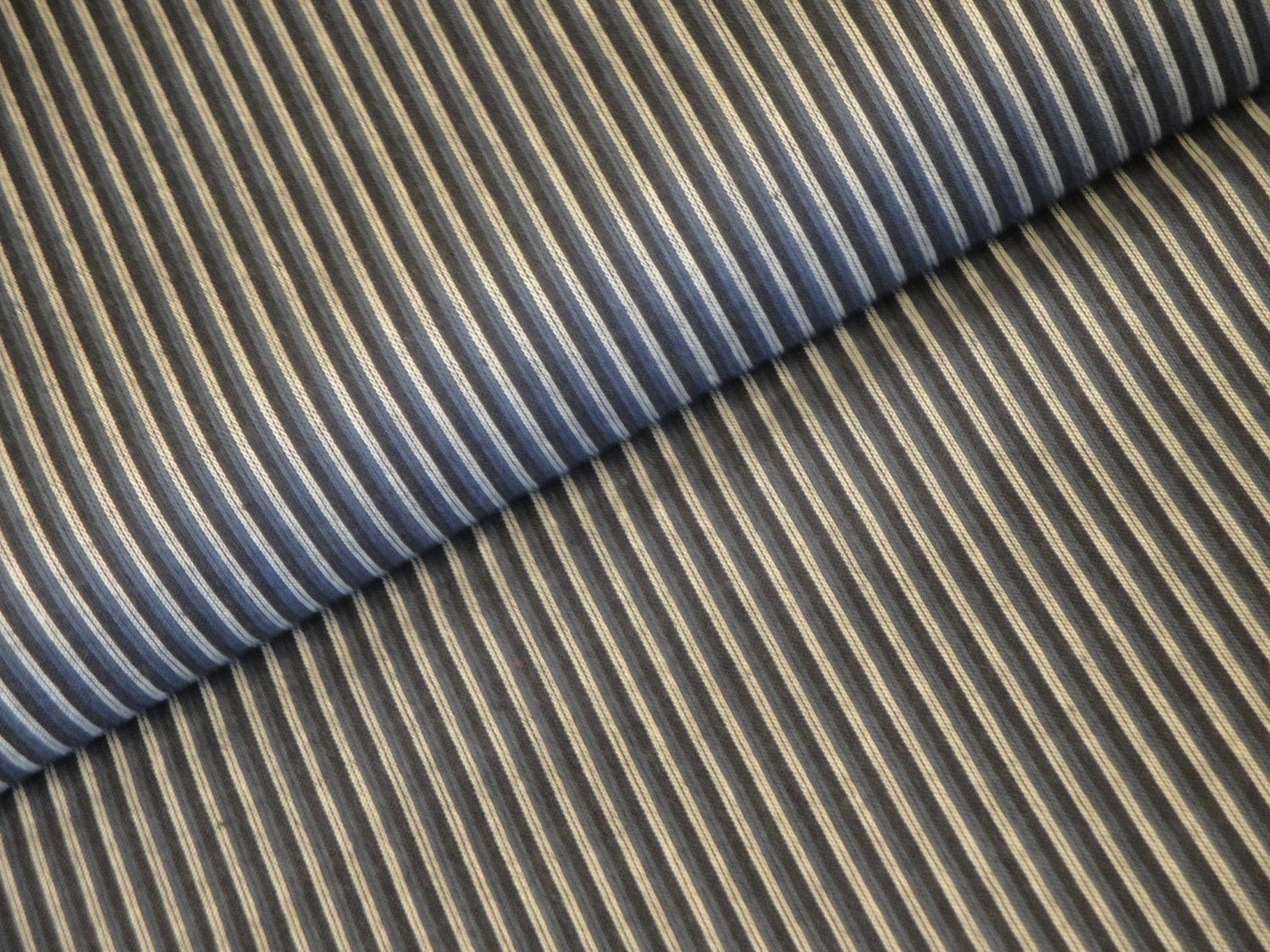 Blue Ticking Stripe Fabric Cotton Homespun Blue Ticking