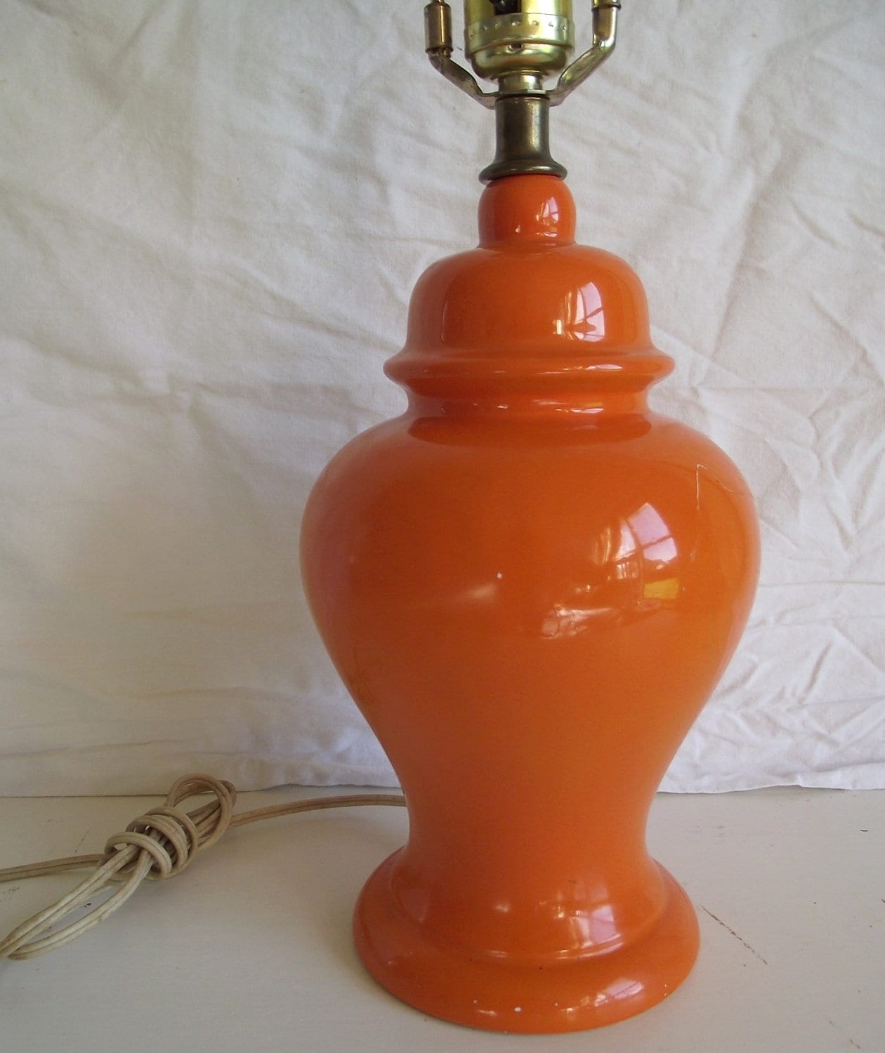 Vintage Orange Ginger Jar Ceramic Lamp