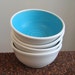 Turquoise Blue Soup or Cereal Bowls - Set of 4 Pottery Bowls