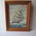 RESERVED ITEM Vintage Paint by Number Ship Framed Wall Hanging