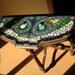 Mosaic Vintage Half Moon Table with Paisleys and Two Dragonflies
