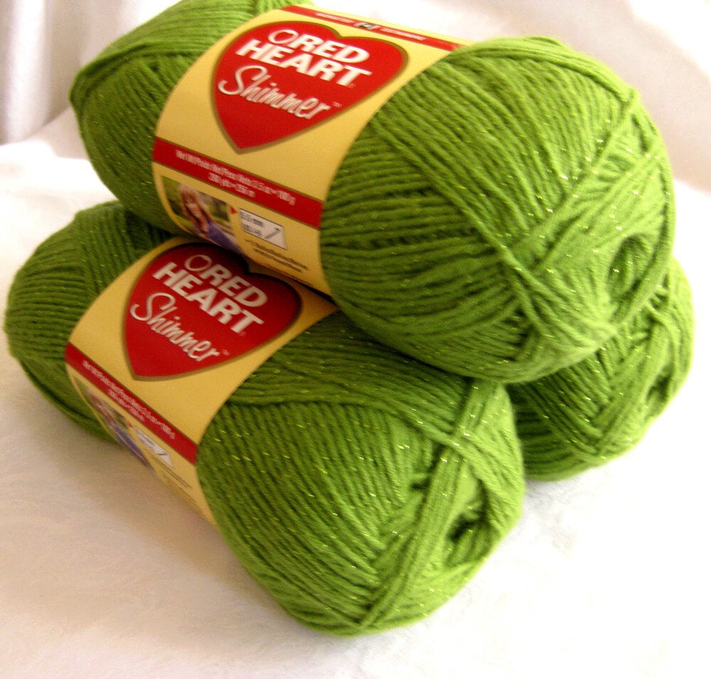 Red Heart Shimmer yarn bright LIME green with by crochetgal