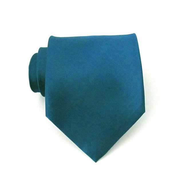 Mens Tie Teal Blue Cerulean Blue Peacock Blue Silk Necktie