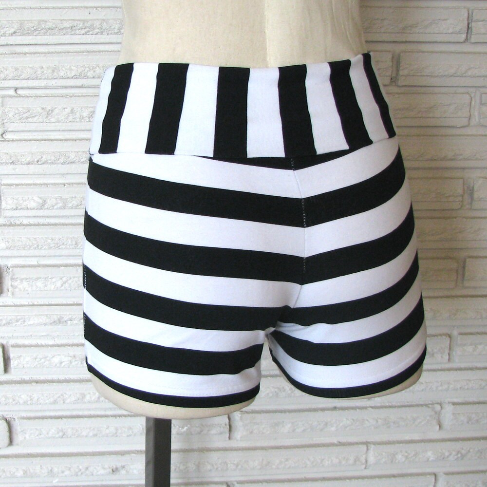 Black and White Stripe Shorts Dance Shorts Size Small Ready