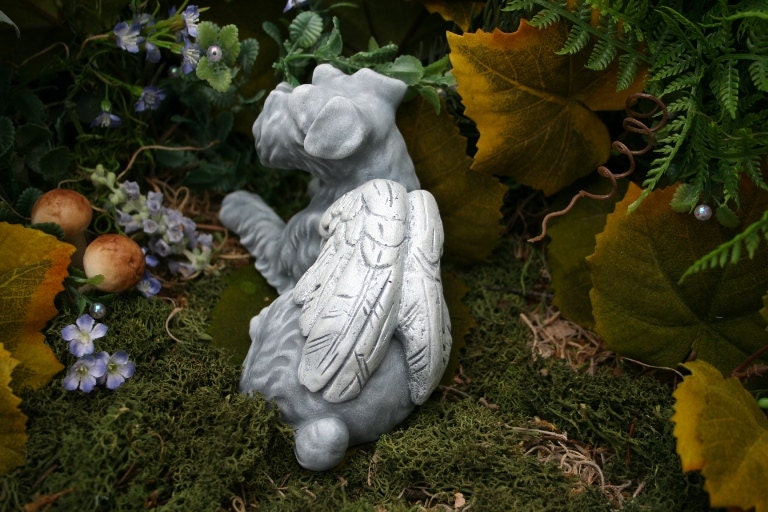 Schnauzer Dog Angel Statue Pet Memorial Garden Decor