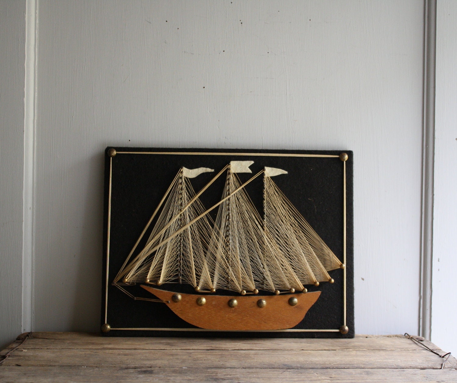 vintage string art ship
