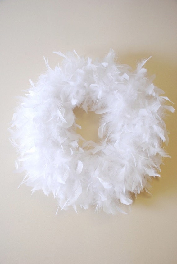 Items similar to White Feather Wreath on Etsy