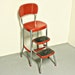 Vintage stool - step stool - kitchen stool - Cosco - chair - pull-out steps - red - metal - chrome
