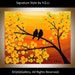 vALENTINES DAY Gift Abstract landscape Painting Original Modern Heavy Texture Palette Knife Tree Flower Love Birds "Sunset" by QIQIGALLERY