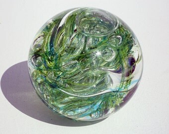 Green Glass Paperweight - Free Shipping