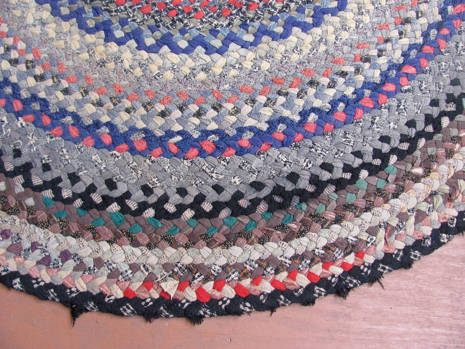 vintage c. 1970s round braided rag rug by MouseTrapVintage on Etsy