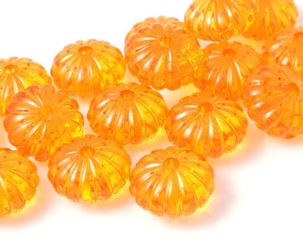 12 Lucite Pumpkin Beads 14mm x 9mm Golden Orange Pumpkins Sunny Light Orange Beads Fall Autumn Beads Halloween Supplies