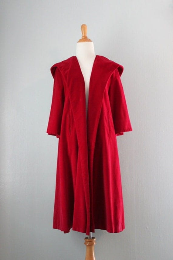 1950s Coat / Vintage 50s Scarlet Red Swing Coat / 50s Red
