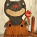Pritty Kitty Large Primitive Grubby Halloween Cat-Kitty-Sitter tuck-with Pumpkin OFG