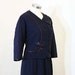 1950s dress / The First Lady 50's Navy Blue Plus Size Suit with Bow Detail