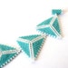 Aqua Triangle Bracelet Turquoise and White Beadwork Bracelet Beaded Geometric Cuff Bracelet Bead Weaving Jewelry Free Shipping