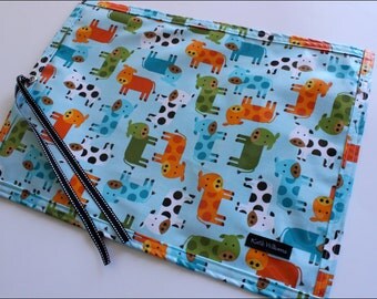 Laminated Cotton Chalk Mat-Place Mat-Cows-Kids On the Go Fun-Kid Toy-Kid Art-Kid Birthday Party Gift