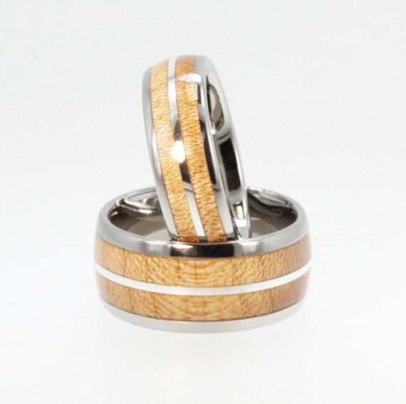 Wood wedding ring sets