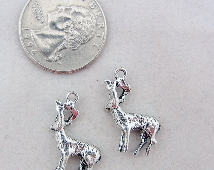 Set of 2 Pewter Deer Charms