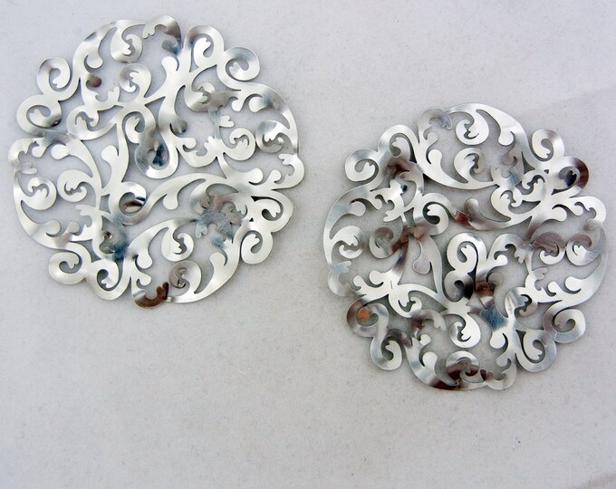 Pair of Large Round Curly Cut-out Drop Charms