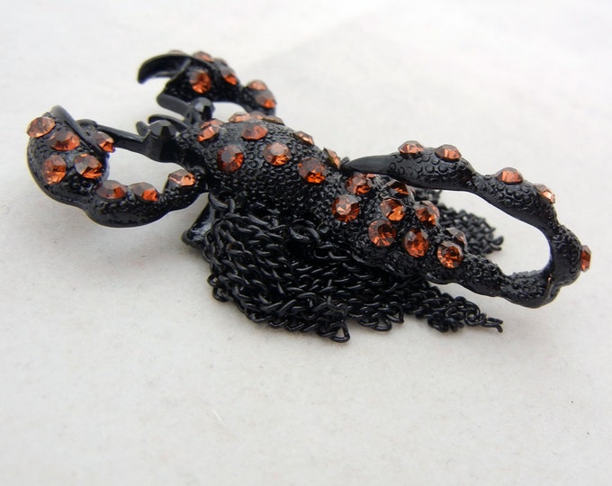 Black Epoxy Scorpion Slide Charm-Dimensional-Topaz Rhinestones