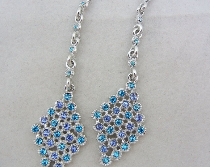 Pair of Silver-tone Diamond Shape Blue Turquoise Drop Charms