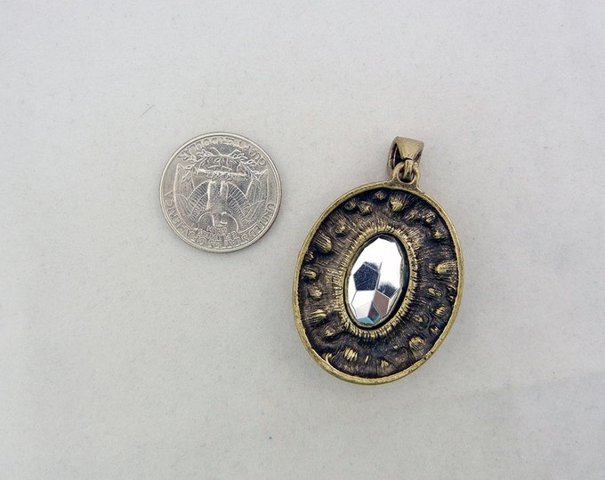 Burnished Gold-tone Oval Pendant