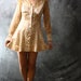 Vintage 1970s Romantic Victorian Baby Doll Hippie Dress with Lace Trim Big Collar Small Rose Print