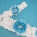 Wedding Accessories, Garter, Blue Ivory, Bridal garter, feather garter, Set G157, bridal accessories