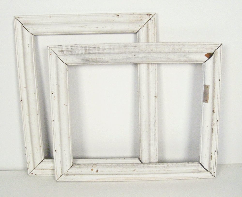 vintage white painted wood picture frames cottage style