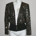 Vintage Moroci 80s Glam Disco Sequined Jacket Top Metallic Slouchy Cardigan