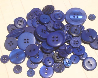 Blue Buttons - Sewing Bulk Crafting Button Dark Blue - 100 Buttons - Maui Blue
