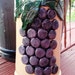 Ceramic wine chiller utensil holder vase beige with purple grapes