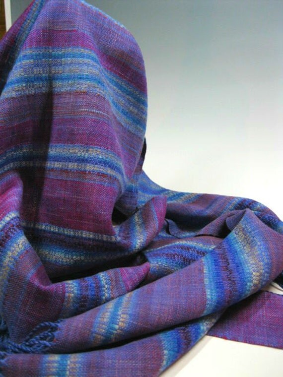 Handwoven Silk and Wool Scarf: Purple Rubicon