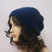 Navy Blue Slouchy Crochet Hat - Womens Slouch Beanie - Oversized Cap - Fall Winter Fashion Accessories