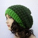 Green Womens Slouch Beanie - Slouchy Crochet Hat - Oversized Cap - Fall Winter Fashion Accessories