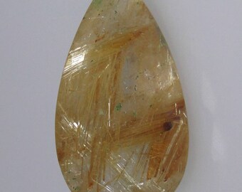 Gold Rutile Quartz faceted pear gemstone, lots of GOLD, 16.43 carats 069-04-001