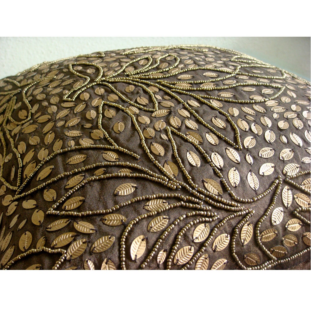 Brown Throw Pillows Cover For Couch Square Sequins & Beaded