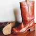 Vintage Brown Leather Campus Boots Womens 9, Mens 8 D Boho Style