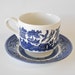 vintage blue willow cup and saucer----made in England--Churchhill