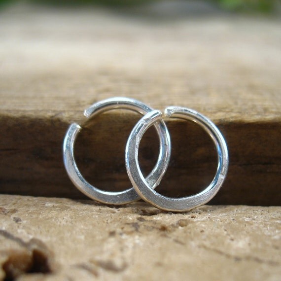 Gauged Hoop Earrings Endless Silver Hammered Gauged by MysticMoons