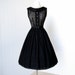 vintage 1950's dress ...pretty BLACK EYELET cotton full skirt pin-up cocktail party dress