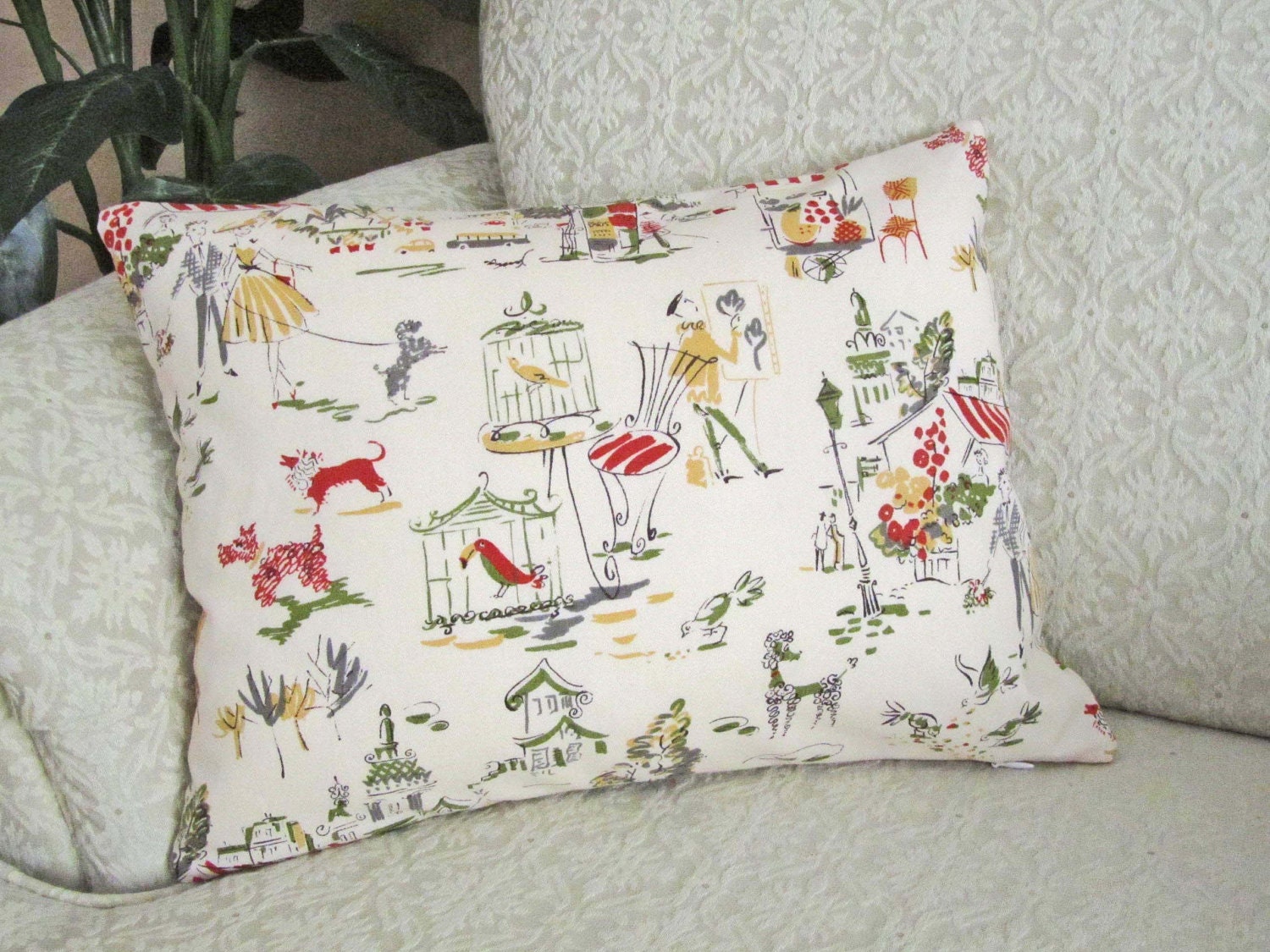 Paris French Toile Throw Pillow Cover by asmushomeinteriors