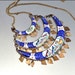 Art Deco Necklace Persian Enamel Moon Heart Silver Pendant Vintage Ethnic Jewelry